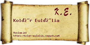 Kolár Eulália névjegykártya